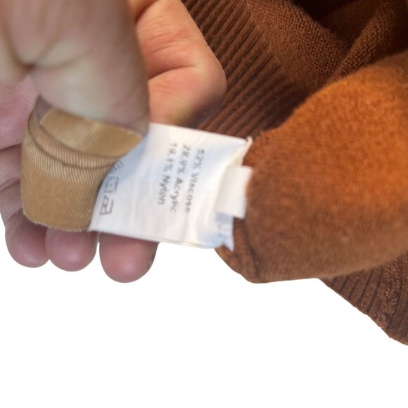 Mens Rust Orange Turtleneck Sweater Ribbed Cuffs & Hem Soft Knit Size M - Picture 9 of 11